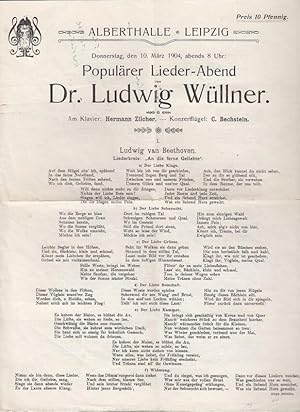 Populärer Lieder-Abend: Programmheft mit den Texten zum populären Lieder-Abend von Dr. Ludwig Wül...