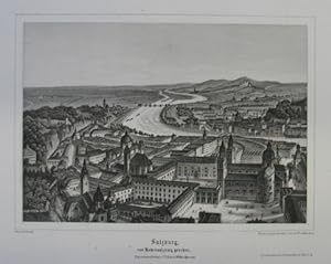 Salzburg von Hohensalzburg gesehen. Stahlstich v. Serz n. G. Pezolt aus "Souvenir de Salzbourg" u...