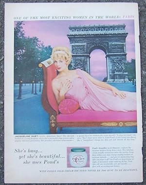 Image du vendeur pour 1955 JACQUELINE HUET POND'S LIFE MAGAZINE ADVERTISEMENT mis en vente par Gibson's Books