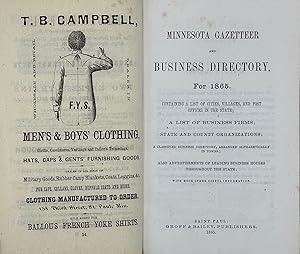 Minnesota Gazetteer and Business Directory, for 1865; Containing a List of Cities, Villages, and ...