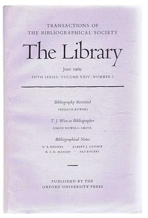 The Transactions of the Bibliographical Society, The Library, Fifth Series, Volume XXIV, Number 2...