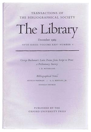 The Transactions of the Bibliographical Society, The Library, Fifth Series, Volume XXIV, Number 4...
