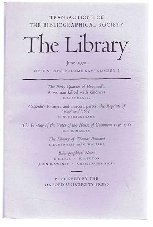 The Transactions of the Bibliographical Society, The Library, Fifth Series, Volume XXV, Number 2,...