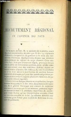 Seller image for LE RECRUTEMENT REGIONAL ET L'AVENIR DU PAYS / M. RENAN ET LA CRITIQUE. for sale by Le-Livre