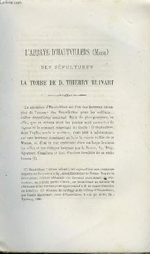 Seller image for BULLETIN MONUMENTAL 6e SERIE, TOME DEUXIEME N3 - L'ABBAYE D'HAUTEVILLIERS, SES SEPULTURES - LA TOMBE DE D. THIERRY RUINART PAR H. JADART for sale by Le-Livre