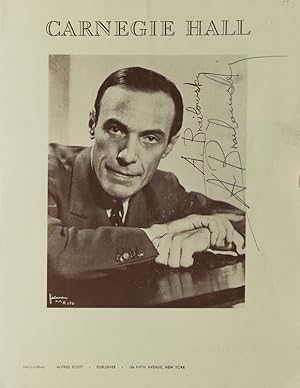 Seller image for Carnegie Hall Program, SIGNED BY ALEXANDER BRAILOWSKY, pianist. Performance date February 13, 1945 for sale by The Old Mill Bookshop