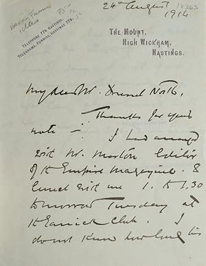 Autograph Letter Signed ("Harry Furniss") to Drexel North