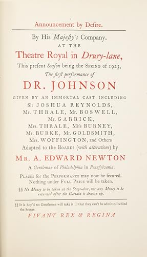 Seller image for Doctor Johnson, A Play for sale by The Old Mill Bookshop