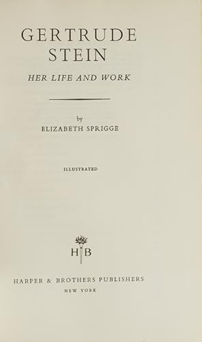 Imagen del vendedor de Gertrude Stein Her Life and Work a la venta por The Old Mill Bookshop