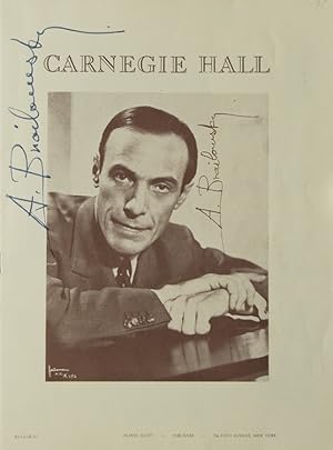 Imagen del vendedor de Carnegie Hall Program, SIGNED BY ALEXANDER BRAILOWSKY, pianist. Performance date December 3, 1945 a la venta por The Old Mill Bookshop