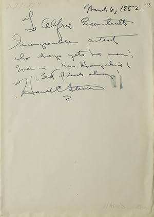 Autograph Note Signed to Alfred Eisenstaedt