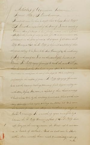 Retained copy of the Articles of Agreement between Samuel Pitts and Jedidiah Down Commins, both o...