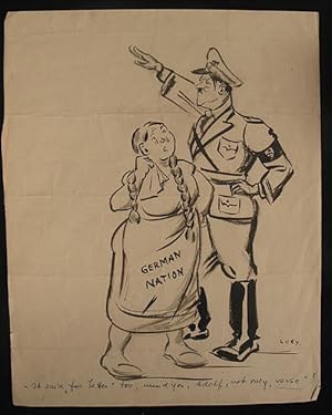 "It said "for better" too, mind you, Adolf, not only "worse"!: Original cartoon drawing, ink on p...