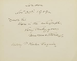 Autograph note signed "Marcus Stone"