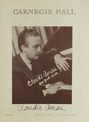 Carnegie Hall Program, SIGNED BY CLAUDIO ARRAU