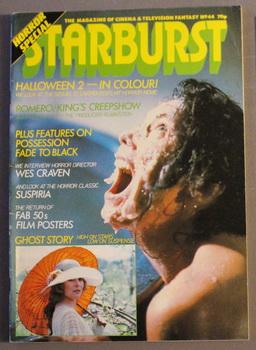 Immagine del venditore per STARBURST (UK British MARVEL; SCI-FI MONTHLY MAGAZINE; Science Fiction of TV, Movies etc; Magazine, with Comics) #44 (April/1982; HORROR Special; Halloween 2 Movie; 5 page article with Photos George Romero & Stephen King's Creepshow Movie venduto da Comic World