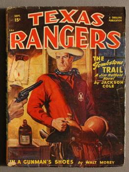 Imagen del vendedor de TEXAS RANGERS, (Jim Hatfield)(Western Pulp magazine). - September, 1948. The Tombstone Trail // The Phantom Bullet by SAM BRANT (House Psuedonym sometimes used by LOUIS L'AMOUR) a la venta por Comic World