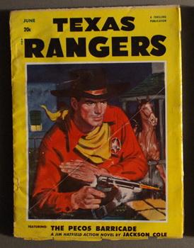 Image du vendeur pour TEXAS RANGERS, (Jim Hatfield)(Western Pulp magazine). - June, 1951. -- "The Pecos Barricade"; >> "Duffy's Man" 8 page early story by LOUIS L'AMOUR. mis en vente par Comic World