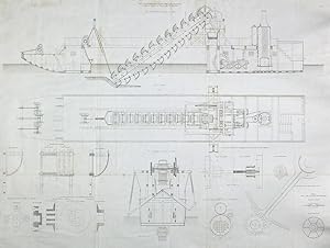 "Der Dampfbagger Vesuv auf der Garonne" originale Feder-Lithographie auf Papier/paper ca.59x76cm;...