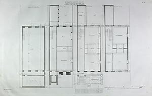 "Nordamericanische Bauart. Grundrisse eines New Yorker Wohnhauses" originale Feder-Lithographie a...