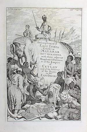 Bild des Verkufers fr A Description of ey East India coasts of Malabar and Cormandel with their adjacent Kingdoms & Provinces & of the Empire of Ceylon [ ]" originaler Kupferstich ca.27x18cm (Darstellung/image size)" zum Verkauf von Kunsthandel & Antiquariat Magister Ru