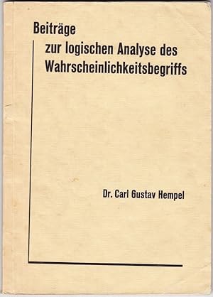 Bild des Verkufers fr Beitrge zur logischen Analyse des Wahrscheinlichkeitsbegriffs. Inaugural-Dissertation (Teildruck). zum Verkauf von Antiquariat Krikl