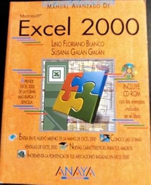 Imagen del vendedor de MANUAL AVANZADO DE MICROSOFT EXCEL 2000. INCLUYE CD. a la venta por Libreria Lopez de Araujo