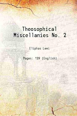 Seller image for Theosophical Miscellanies No. 2 1883 [Hardcover] for sale by Gyan Books Pvt. Ltd.