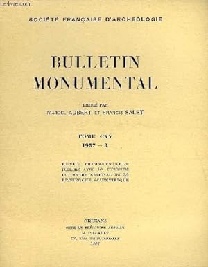 Seller image for BULLETIN MONUMENTAL 115e VOLUME DE LA COLLECTION N3 COMPLET - SAINT-AIGNAN D'ORLEANS - L'EGLISE DE ROBERT LE PIEUX PAR LE DOCTEUR F. LESUEUR for sale by Le-Livre