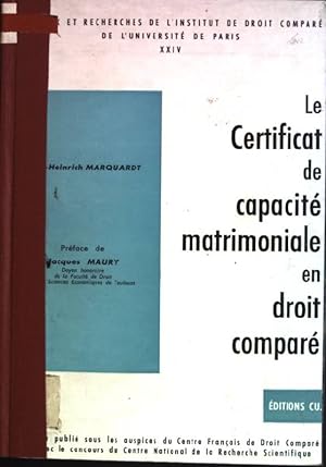 Immagine del venditore per Le certificat de capacit matrimoniale en droit compar venduto da books4less (Versandantiquariat Petra Gros GmbH & Co. KG)