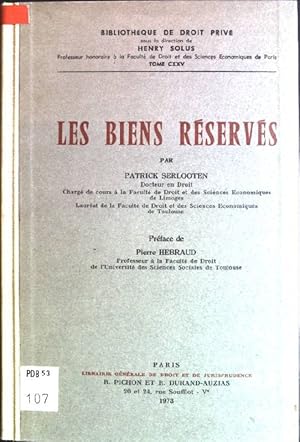 Image du vendeur pour Les biens rservs Bibliothque de Droit priv; CXXV mis en vente par books4less (Versandantiquariat Petra Gros GmbH & Co. KG)