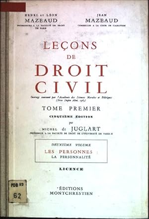 Leçons de droit civil; tome 1