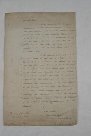 Image du vendeur pour Manuscript letter, signed by Vansittart, to the Paymaster General of the Forces, requesting account details of payments to a Robert Lukin, with full details, between 1794 and 1801. Dated Treasury Chambers, June 1806. mis en vente par Spike Hughes Rare Books ABA