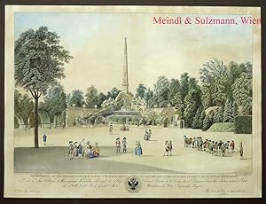 Seller image for Der Wasserfall mit dem Obeliske in dem K. K. Garten von Schnbrunn - La Cascade avec l'Obelisque dans le Jardin Imp. et Roy. de Schoenbrunn". Aus: Ansichten der Residenzstadt Wien. for sale by Antiquariat MEINDL & SULZMANN OG