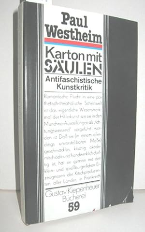 Seller image for Karton mit Sulen (Antifaschistische Kunstkritik) for sale by Antiquariat Zinnober
