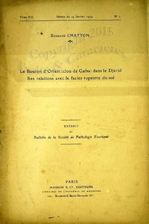 Le bouton d'Orient (clou de Gafsa) dans le Djerid, ses relations avec le facies rupestre du sol.