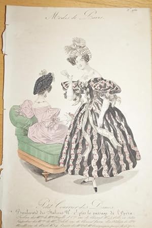 Altkolorierter Mode-Kupferstich aus " Mode de Paris" um 1820.