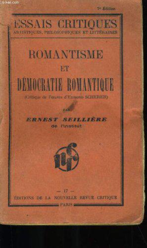 Bild des Verkufers fr Romantisme et dmocratie romantique zum Verkauf von JLG_livres anciens et modernes