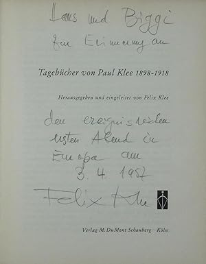 Tagebücher 1898-1918. Herausgegeben und eingeleitet von Felix Klee.