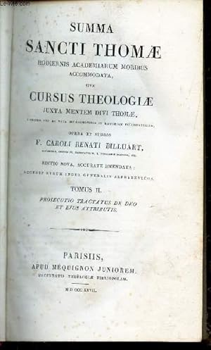 Image du vendeur pour SUMMA SANCTI THOMAE - TOMUS II : Prosecutio tractatus de deo et ejus attributis. mis en vente par Le-Livre