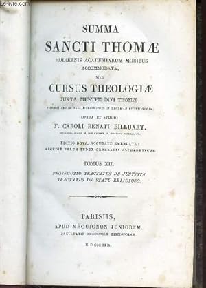 Image du vendeur pour SUMMA SANCTI THOMAE - TOMUS 12 : Prosecutio tractatus de justifia - TRactatus de statu religioso. mis en vente par Le-Livre