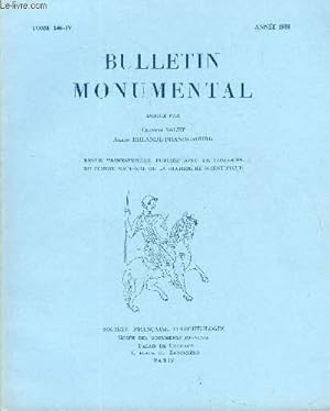 Bild des Verkufers fr BULLETIN MONUMENTAL TOME 146 N4 - TABLE DES MATIRESArticlesL abbatiale gothique de Marmoutier, par Charles Lelong.La sculpture romane en Angleterre : tat des questions, par Deborah Kahn zum Verkauf von Le-Livre