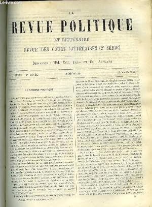 Imagen del vendedor de LA REVUE POLITIQUE ET LITTERAIRE 2e ANNEE - 2e SEMESTRE N39 - DE L'ENSEIGNEMENT LAIQUE EN FRANCE ET EN ANGLETERRE PAR C. COIGNET,HISTOIRE DE L'ESCLAVAGE - LAS CASAS ET LA TRAITE DES NOIRS PAR V. SCHOELCHER, BULLETIN GEOGRAPHIQUE PAR H. GAIDOZ a la venta por Le-Livre