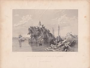 Janghera, or the Fakeers Rock, on the Ganges, Stahlstich um 1850 von J. Sands nach C. Stanfield, ...