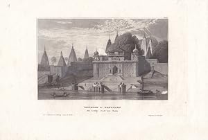 Benares in Bengalen die heilige Stadt der Hindus, Varanasi, Kashi, Ganges, Stahlstich um 1845 aus...