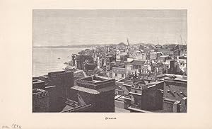 Benares, Varanasi, Kashi, Ganges, Holzstich um 1890 mit Blick auf die Häuser der Stadt, Blattgröß...