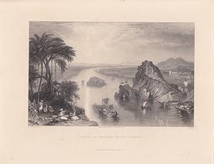 Scene at Colgong on the ganges, Stahlstich um 1835 von E. Goodall nach Joseph Mallord William Tur...