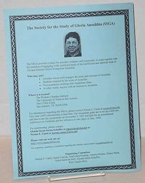 Seller image for The Society for the Study of Gloria Anzaldúa (SSGA) [handbill] for sale by Bolerium Books Inc.