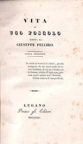 Vita di Ugo Foscolo scritta da Giuseppe Pecchio