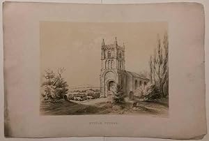 Higham on the Hill Church Leicestershire c1840 Antique Lithograph
